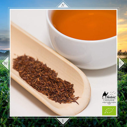 Thé rouge Rooibos BIO 200Gr ⭐ Nabür ⭐ Roibos Riche, Doux, Relaxant, Certifié BIO Ecocert ⭐ Afrique du Sud, 0% Théine/Caféine