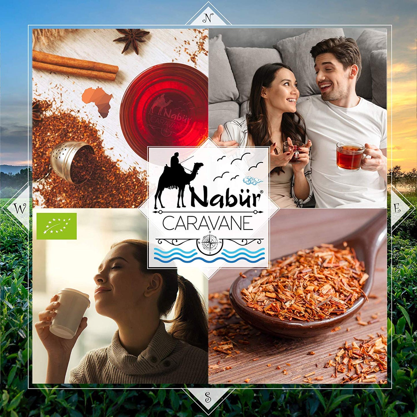 Thé rouge Rooibos BIO 200Gr ⭐ Nabür ⭐ Roibos Riche, Doux, Relaxant, Certifié BIO Ecocert ⭐ Afrique du Sud, 0% Théine/Caféine